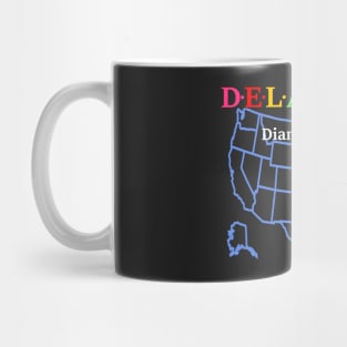 Delaware, USA. Diamond State (Map Version) Mug